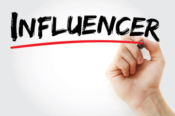 Hand writing Influencer with marker, concept background