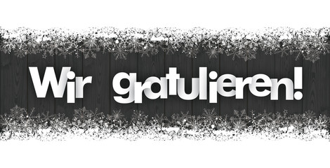 Wir Gratulieren Header mit Schneeflocken