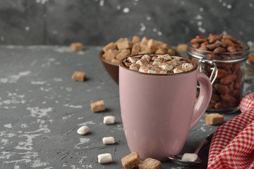 Delicious hot chocolate with marshmallow