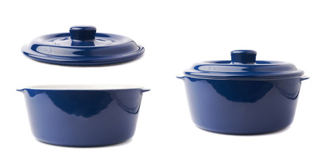 Ceramic pot pan isolated over white background