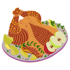 Roast chicken vector illustration