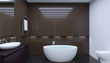 Obraz na płótnie Canvas The minimalistic design of the bathroom. 3D Render