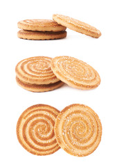 stack of cookies isolated over the white background
