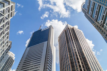 Low Angle View Of Modern Buildings with skyline.