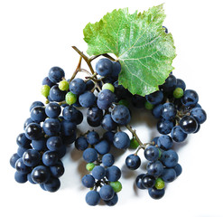juicy grapes or a frame with grape on the white