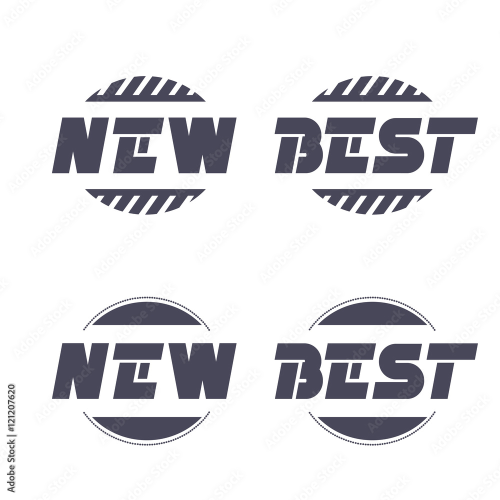 Poster vector buttons for website or app. button - new and best black symbols, circular labels