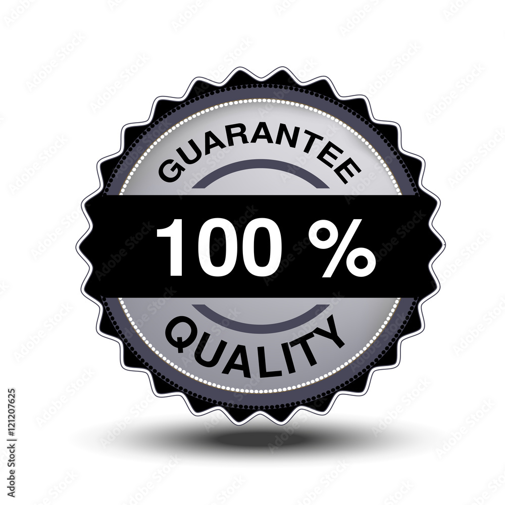 Poster vector button for website or app. button - 100 guarantee quality, circular chrome label