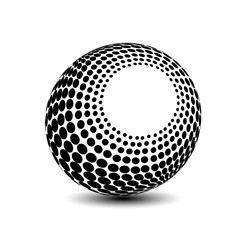 Vector globe symbol - 3d icon of sphere, dotted orb