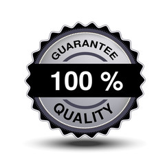Vector button for website or app. Button - 100  guarantee quality, circular chrome label