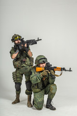 Fototapeta premium Group of russian soldiers on white background