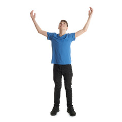 Cute teenager boy over white isolated background