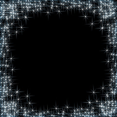 Vector happy New Year, frame with silver stars on the black background