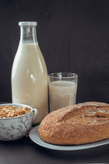 glass of milk and bread