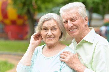 senior couple  in summer park