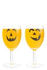 Orange drink on a white background isolated. Halloween