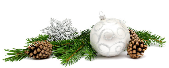 Christmas decoration balls with fir cones