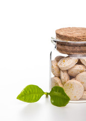 Alternative decaying medicine with green leaf