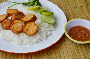 Thai tradition pork sausage and spicy shrimp paste