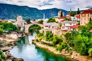 Fotobehang Stari Most Mostar, Bosnië en Herzegovina