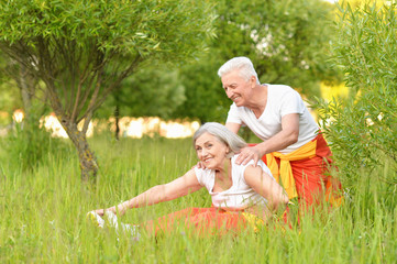 fit senior couple exercising