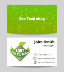 Fototapeta na wymiar Green organic eco food shop business card