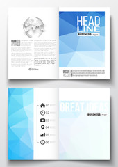 Set of business templates for brochure, magazine, flyer, booklet or annual report. Abstract colorful polygonal background, modern stylish triangle vector texture