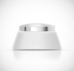 Luxury cosmetic packaging with silver cap and blank space for your design isolated vector illustration