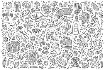 Vector doodle cartoon set of Oktoberfest objects and symbols