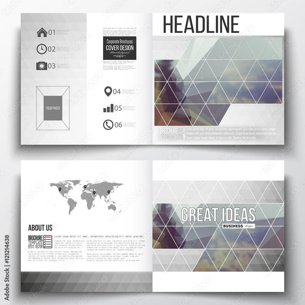 Poster set of square design brochure template. abstract colorful polygonal background, modern stylish trian
