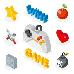 Isometric game icons. 3D flat icon with games symbols © K3Star