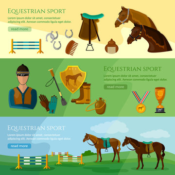 Equestrian sport banner professional jockey club horse racing