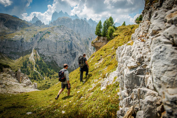 Fototapeta na wymiar Dolomites Trail Hikers