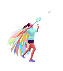 Geometric polygonal professional female badminton player