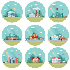 Mega Set of icons for your design. School, Town Hall, university