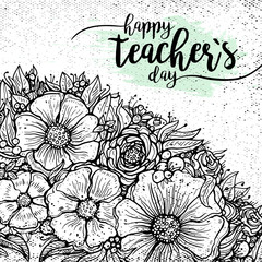 Happy Teacher's day - handdrawn typography poster. Vector art. Great design element for congratulation cards, banners and flyers.