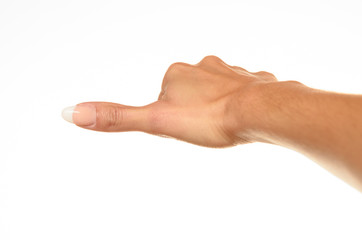 female hand showing thumbs to side sign