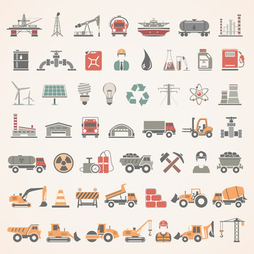 Flat Icons - Industry, Energy, Construction