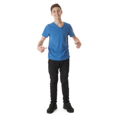 Cute teenager boy over white isolated background