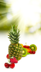 pineapple and berries close-up
