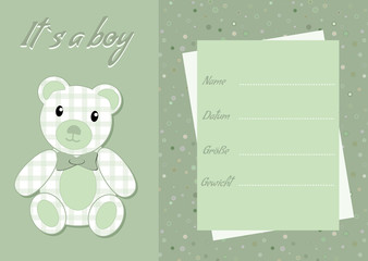 Karte: It`s a boy - Teddy