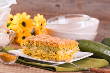 Rice timbale with zucchini. 
