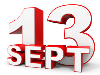 September 13. 3d text on white background.