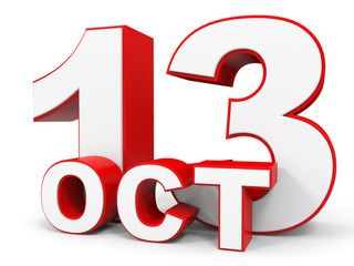 October 13. 3d text on white background.