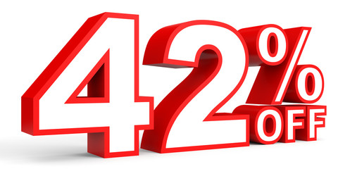 Discount 42 percent off. 3D illustration on white background.