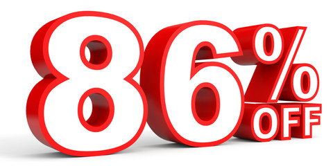 Discount 86 percent off. 3D illustration on white background.