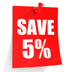 Discount 5 percent off. 3D illustration on white background.