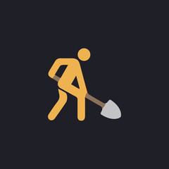 Digging man. Vector illustration of animation throwing the ground ahead computer symbol