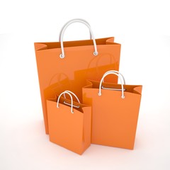 Paper Shopping Bags isolated on white background. 3d rendering.