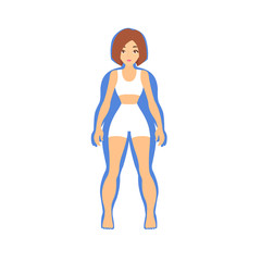 Thin woman inside fat women silhouette, vector flat illustration. Weight loss concept. Diet. Choice of girls: being fat or slim.  