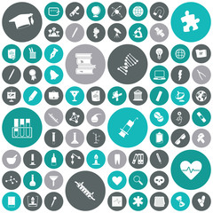 Flat design icons for education and science